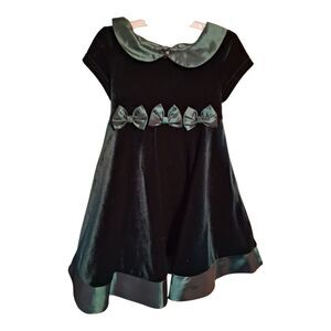 Goodlad Girls' Green Velvet Dress with Satin Bow Details NWT Size 24 Months